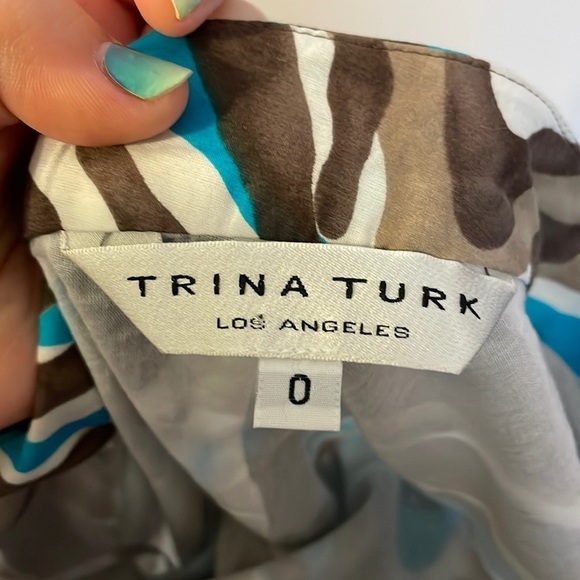 Trina Turk Silk Cotton Blend Zebra Stripe One Shoulder Shift Dress size 0 - Picture 5 of 13